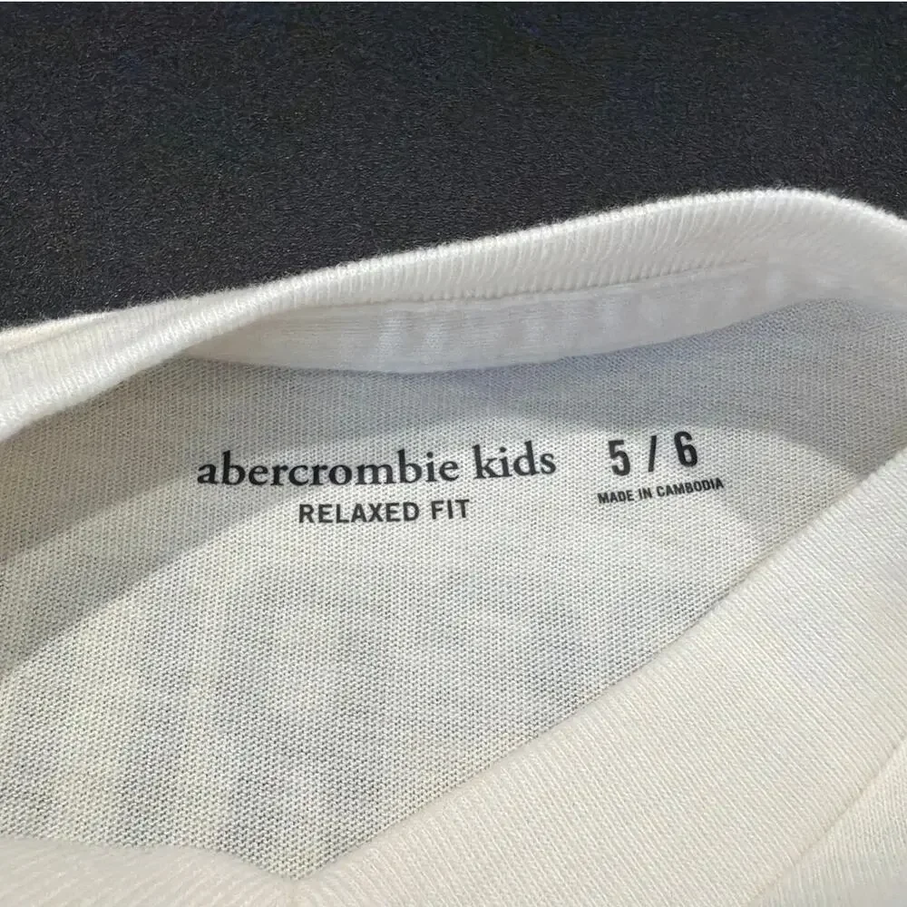 NWOT Abercrombie Kids Layered Football Tee, White and Gray, Boys Size 5/6